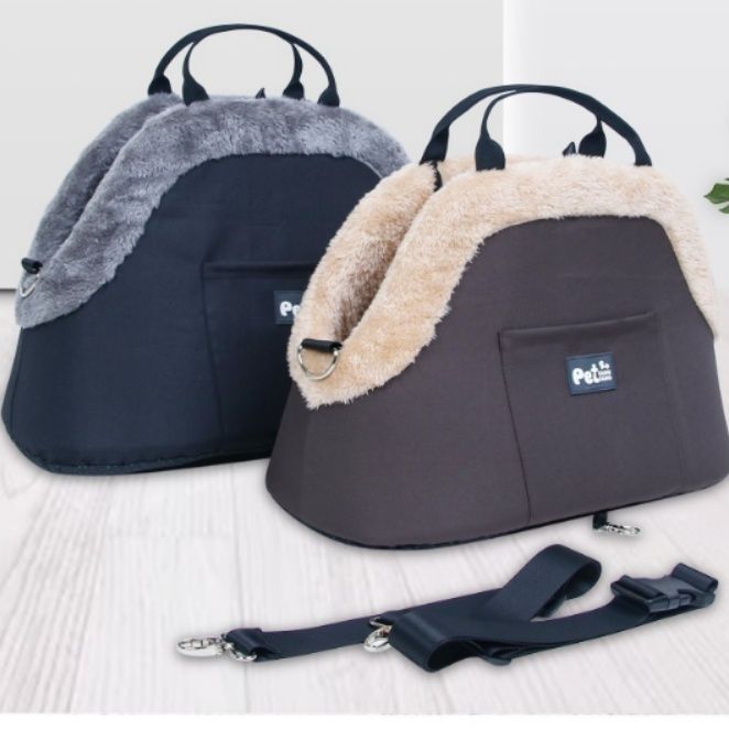 犬キャリーバッグ もこもこボア付き軽量ペット用手提げキャリーバッグ　ソフト