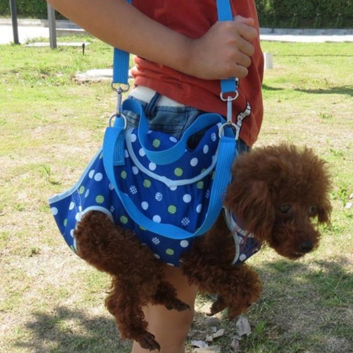 犬キャリーバッグ 小型犬用水玉模様の抱っこ型お出かけ袋