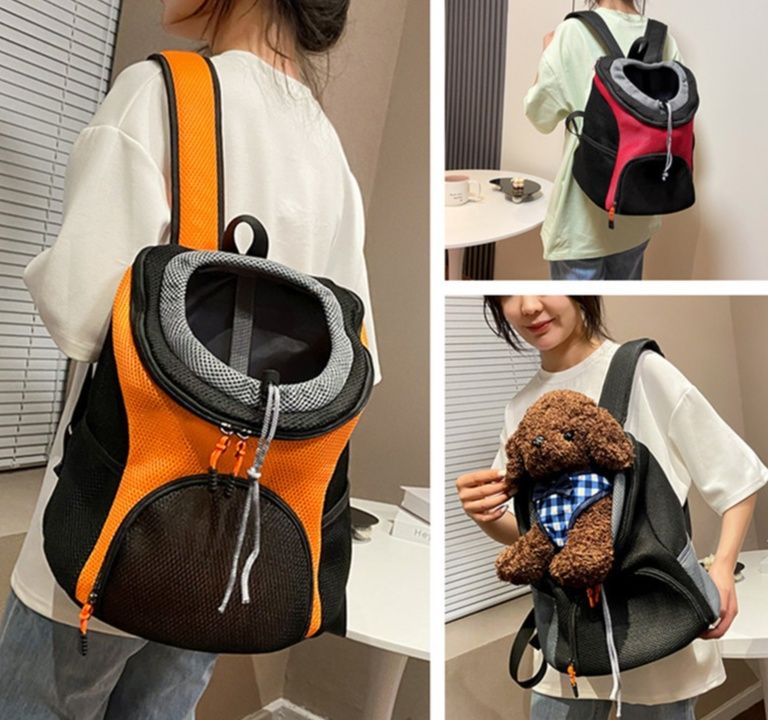 犬キャリーバッグ メッシュ素材の通気性抜群ペット用リュック型キャリー