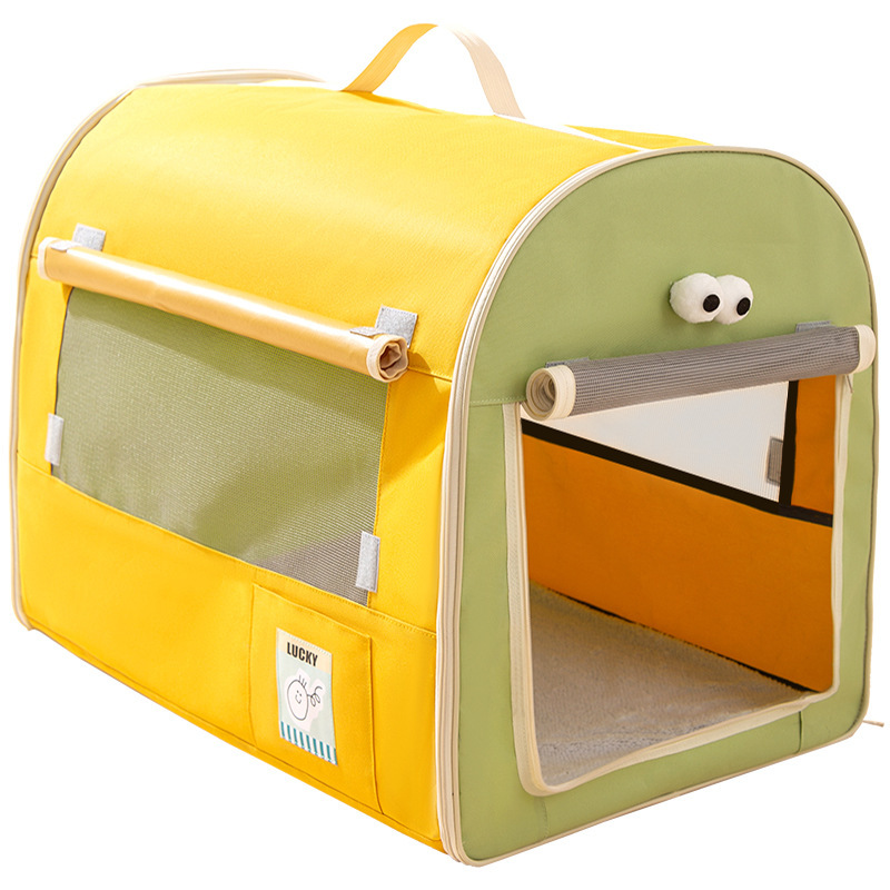 犬キャリーバッグ 巻き上げ式メッシュ窓付きソフト犬用キャリーバッグ
