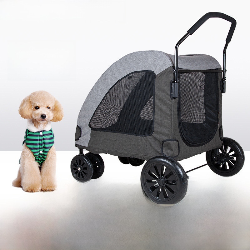 犬キャリーバッグ 四輪大型メッシュ窓付き犬用カート