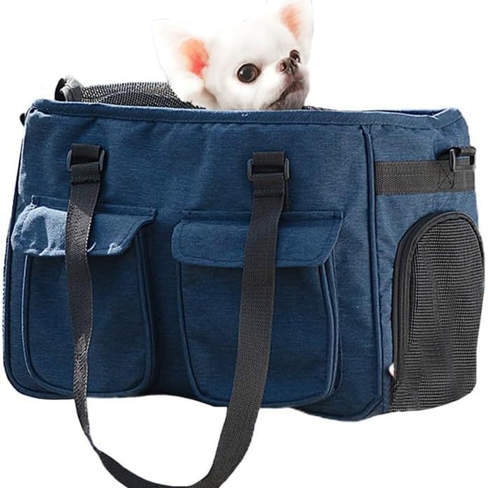 犬キャリーバッグ 多機能四つポケット付きソフトキャリートートバッグ