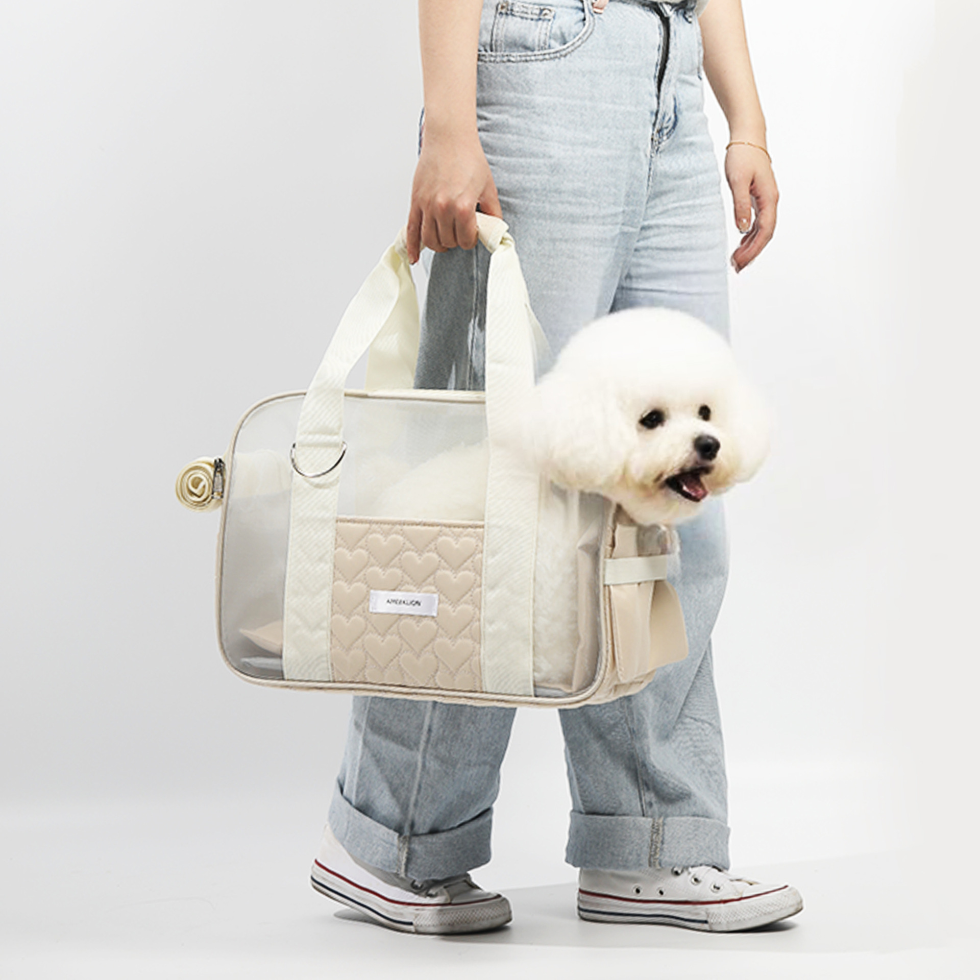 犬キャリーバッグ キルティング柄エレガント小型犬用持ち運びバッグ