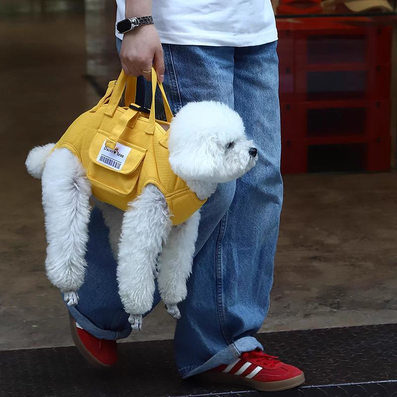 犬キャリーバッグ 小型犬用抱っこ帆布キャリーリュック収納ポケット付き