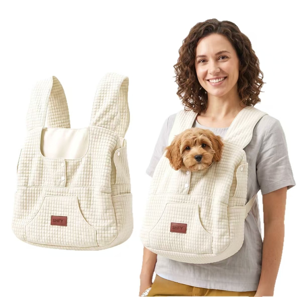 犬キャリーバッグ 小型犬用キルティング斜めがけ抱っこキャリーバッグ