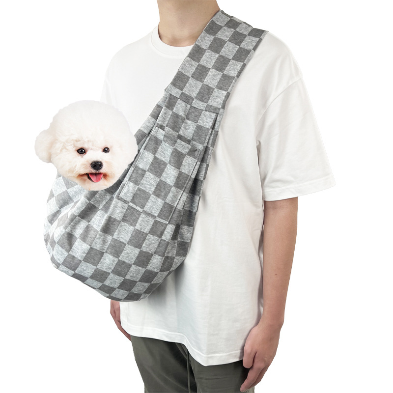 犬キャリーバッグ 市松模様がおしゃれな小型犬用抱っこスリング