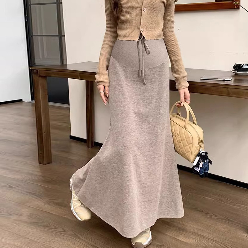 マーメイドスカート 優美シルエット 紐付きマーメイドニットスカート