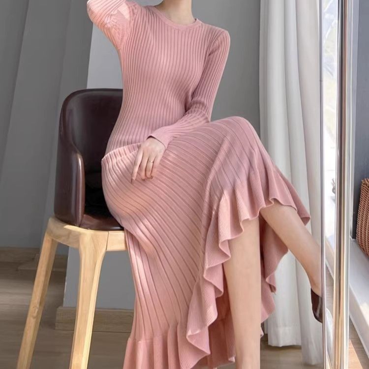マーメイドスカート マーメイドスカート 縦リブ美人マーメイドワンピース