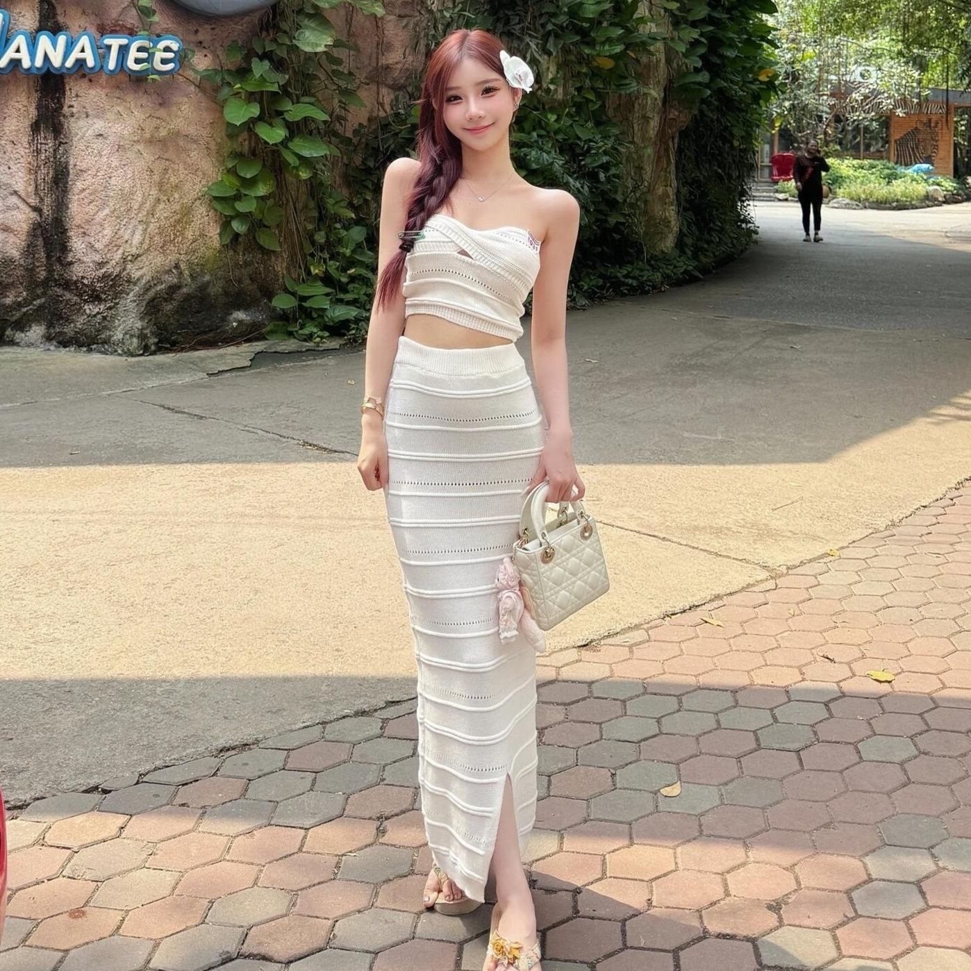 マーメイドスカート マーメイドスカート 優美な波模様マーメイドニットセット