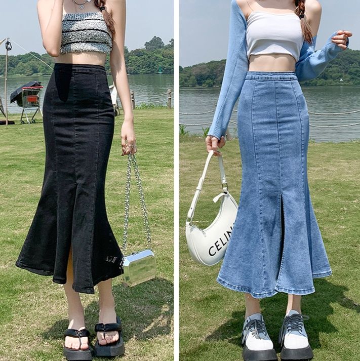 マーメイドスカート 優美なシルエット裾広がりスカート