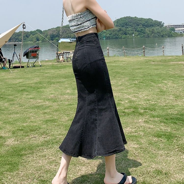 マーメイドスカート 優美なシルエット裾広がりスカート