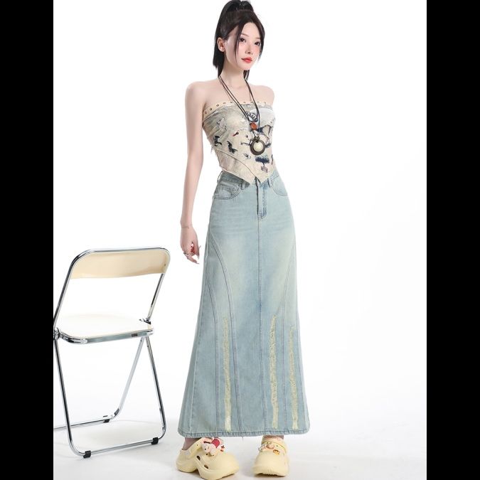 マーメイドスカート ヴィンテージ風マーメイドデニム