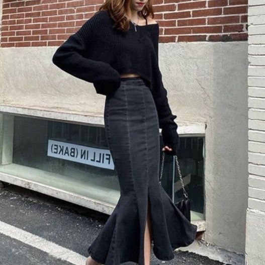 マーメイドスカート しなやか美脚マーメイドデニム