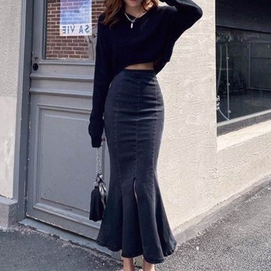 マーメイドスカート しなやか美脚マーメイドデニム