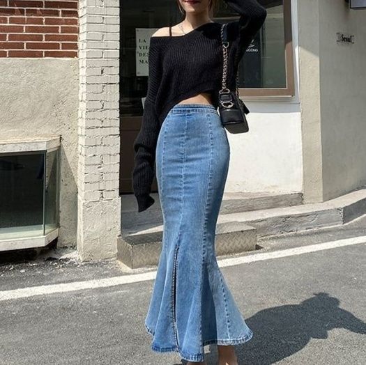 マーメイドスカート しなやか美脚マーメイドデニム