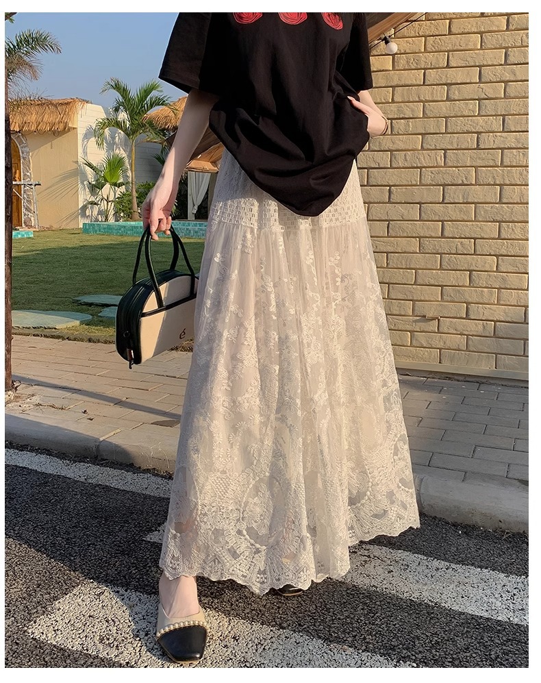 マーメイドスカート 優美花模様レースマーメイド