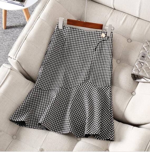 千鳥格子ハイウエストマーメイドスカート