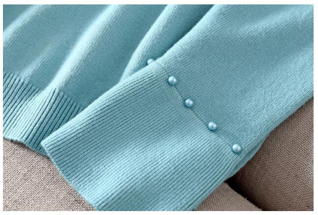 ビーズ装飾ニットセット丸首プルオーバーとマーメイドスカート