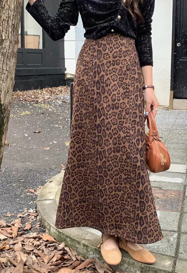 豹柄マーメイドスカート ロング丈 初回送料無料