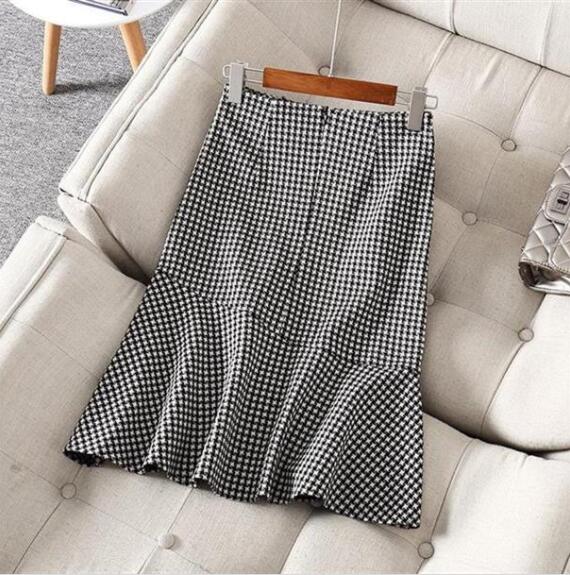 千鳥格子ハイウエストマーメイドスカート