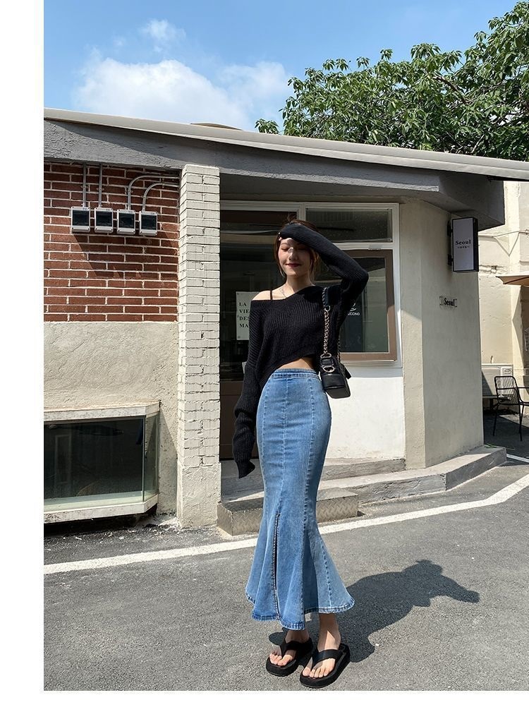 マーメイドスカート しなやか美脚マーメイドデニム