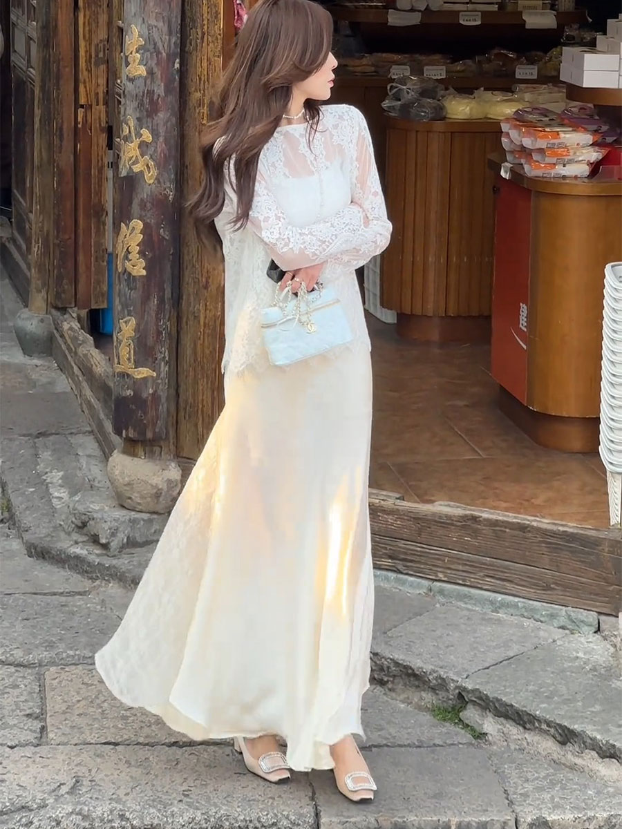 マーメイドスカート 優美なレースドッキングマーメイド
