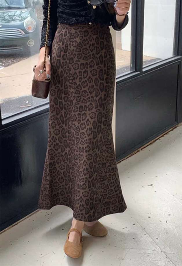 豹柄マーメイドスカート ロング丈 初回送料無料