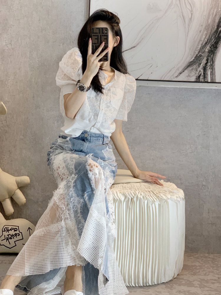 マーメイドスカート レース切替マーメイドデニムスカート
