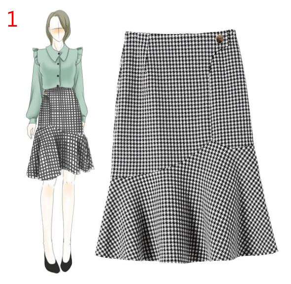 千鳥格子ハイウエストマーメイドスカート