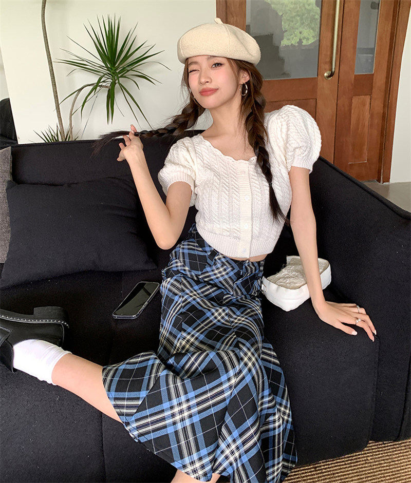 チェック柄マーメイドスカート上品カジュアルロング丈