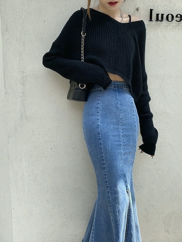 マーメイドスカート しなやか美脚マーメイドデニム