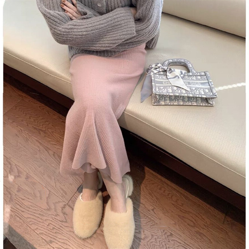 ニット素材マーメイドスカート バックスリット付き