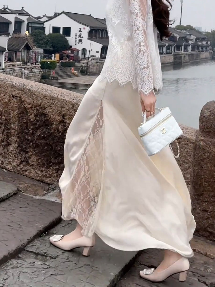 マーメイドスカート 優美なレースドッキングマーメイド