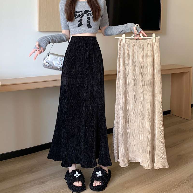 マーメイドスカート クシュっと質感マーメイドロングスカート