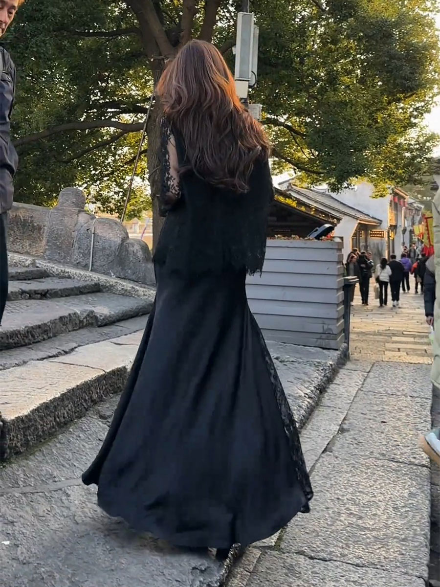 マーメイドスカート 優美なレースドッキングマーメイド