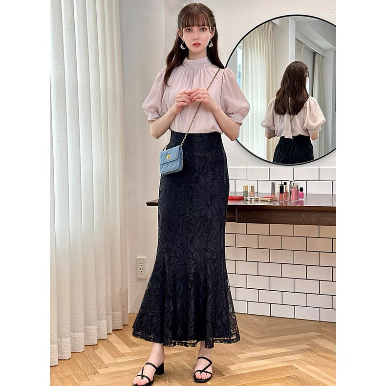 マーメイドスカート 優美な花柄レースマーメイドスカート
