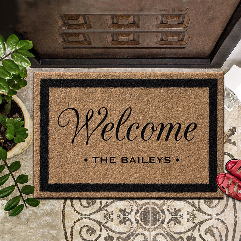 玄関マット ようこそ文字入り縁取りデザイン　屋外用