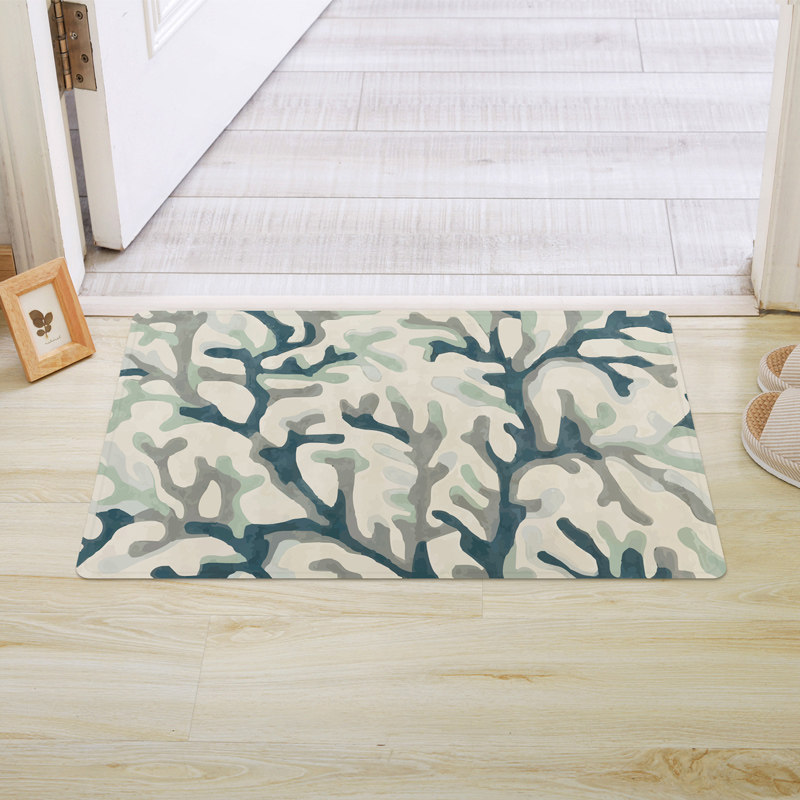 玄関マット 小枝と実の優しい植物柄