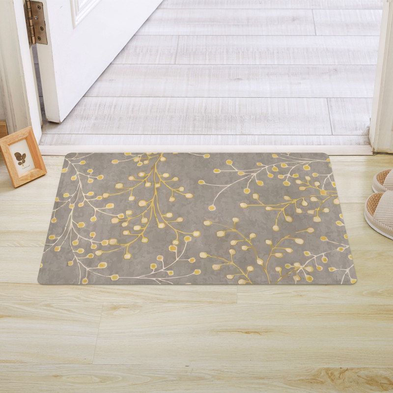 玄関マット 小枝と実の優しい植物柄