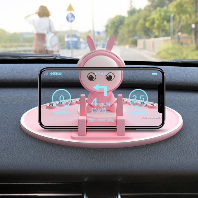 車 スマホホルダー 可愛いうさぎ型車載携帯電話固定台