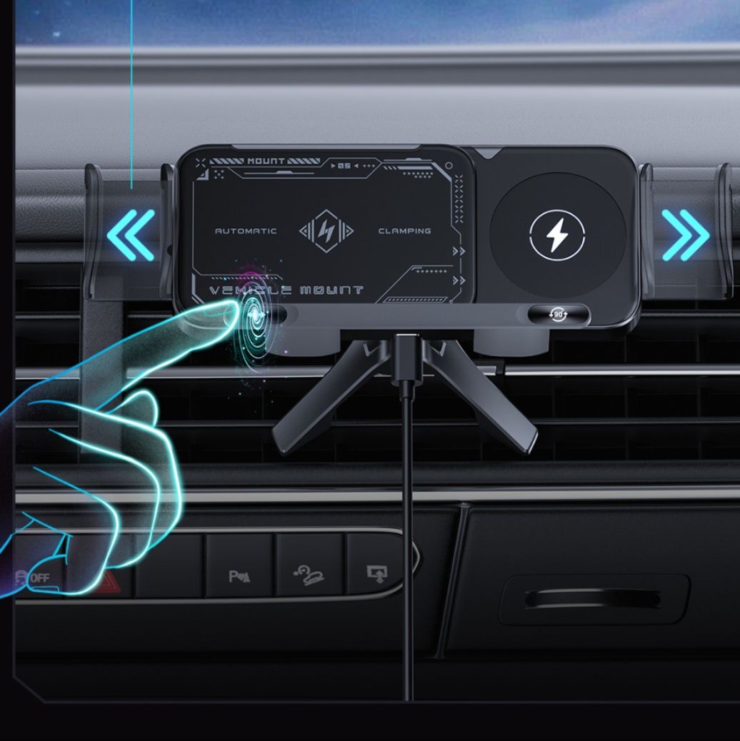 車 スマホホルダー 360度回転式冷却ファン付車載携帯電話固定台