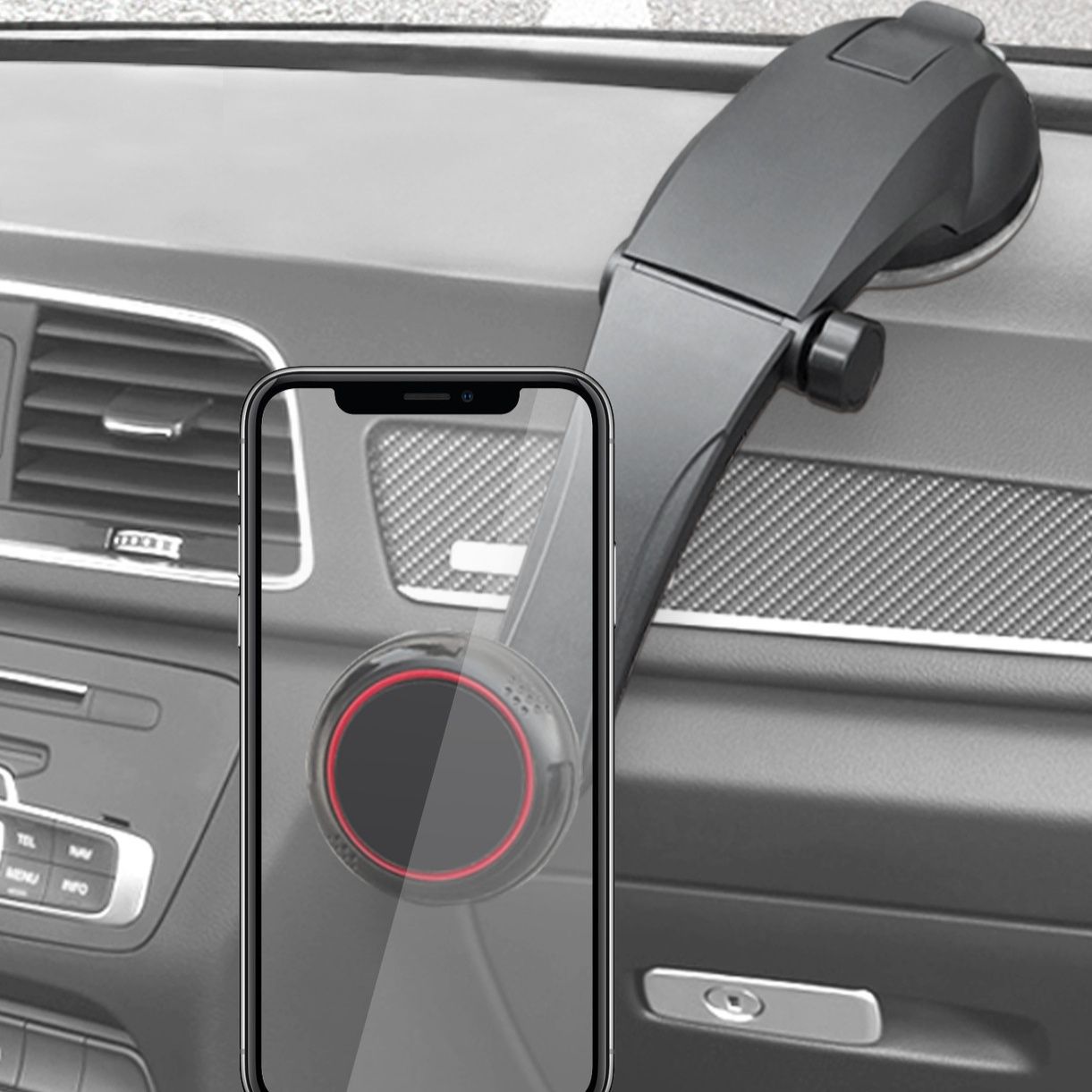 車 スマホホルダー 伸縮アーム式磁石固定車載携帯電話固定具