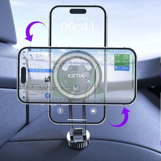車 スマホホルダー 三百六十度回転式磁気吸着車載スマホホルダー