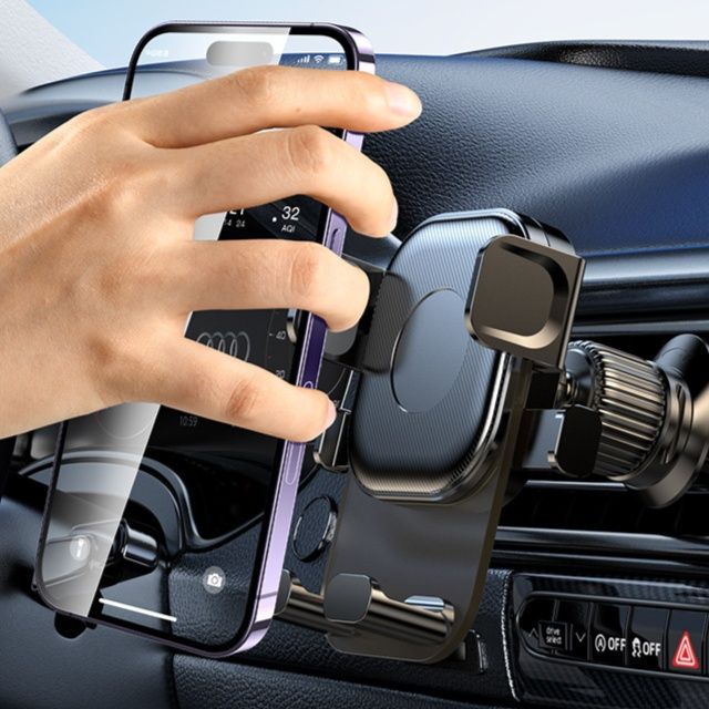 車 スマホホルダー 重力式自動開閉車載スマホホルダーエアコン取付型