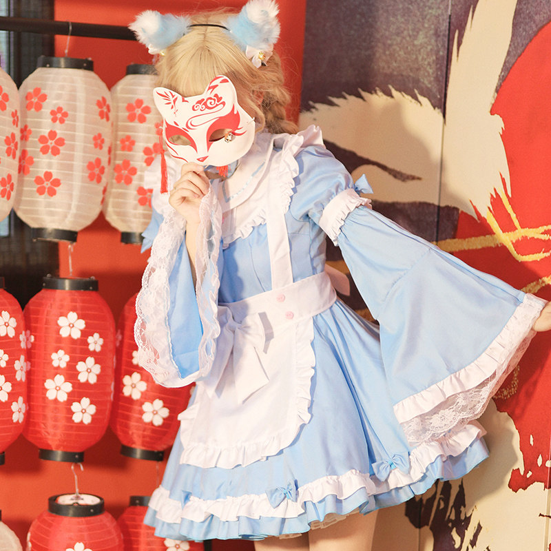 女装 夢見る姫様風フリル付きメイド服セット