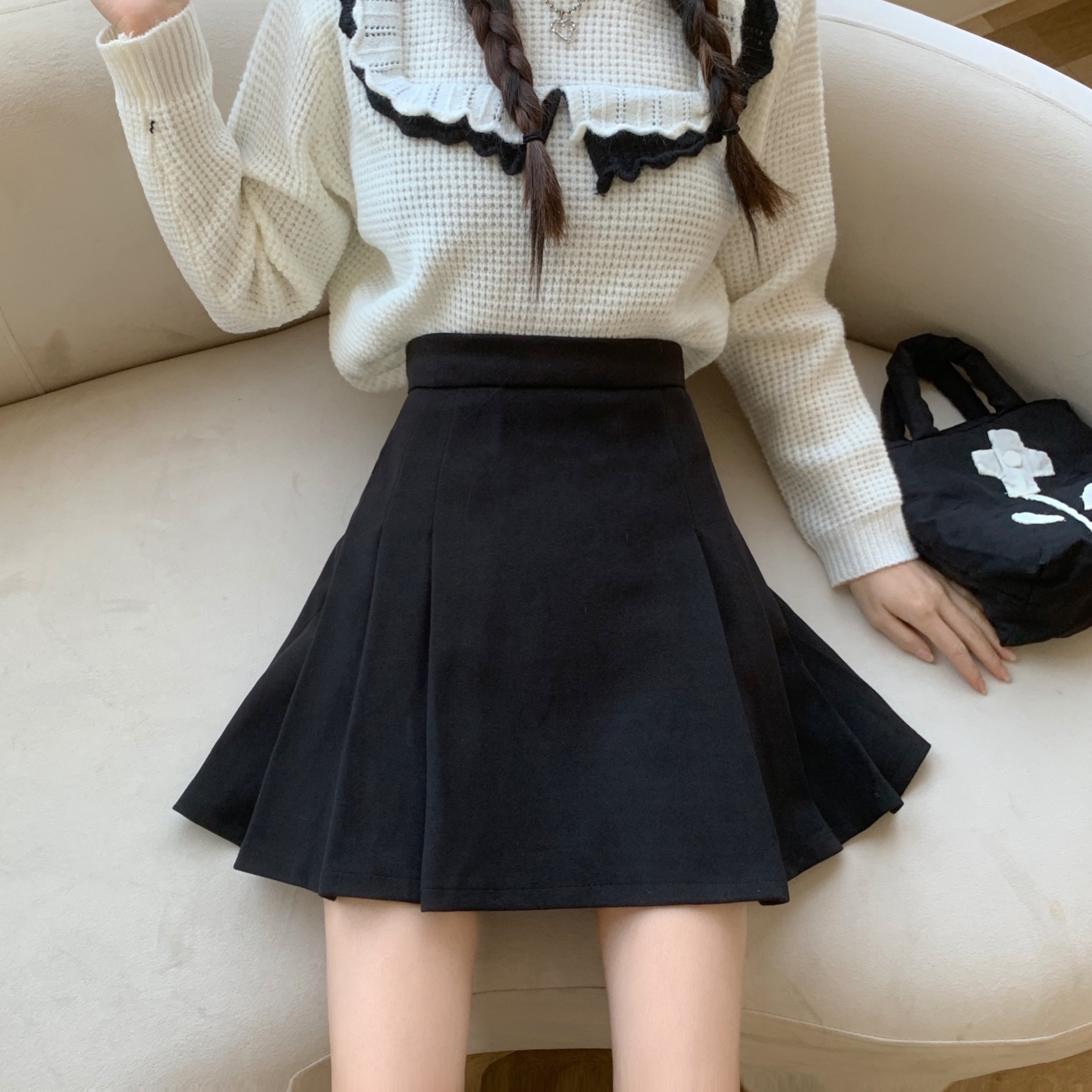 女装 ハイウエストプリーツミニスカート