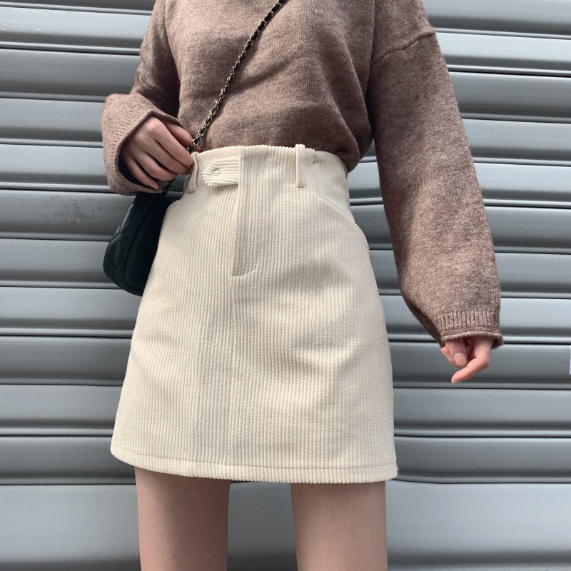 女装 コーデュロイ台形ミニスカート
