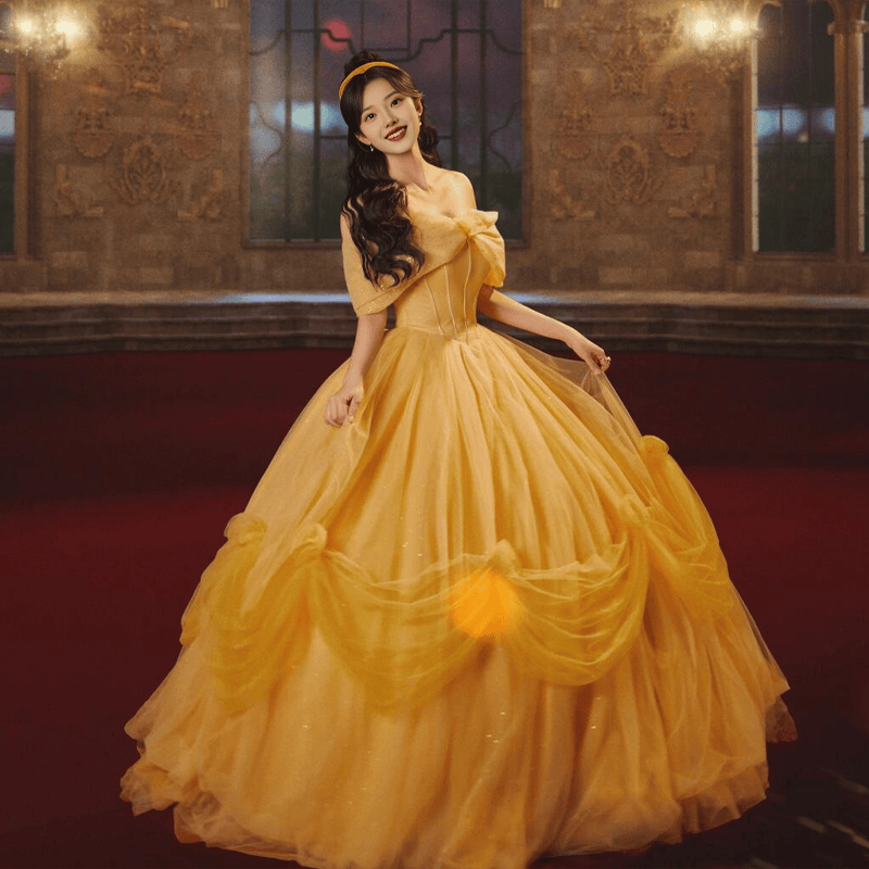 女装 夢見る舞踏会姫風オフショルダーボリュームドレス