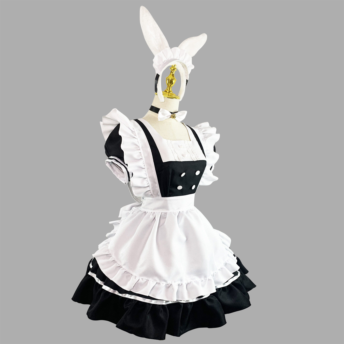 女装 うさ耳カチューシャ付き本格派メイド服セット