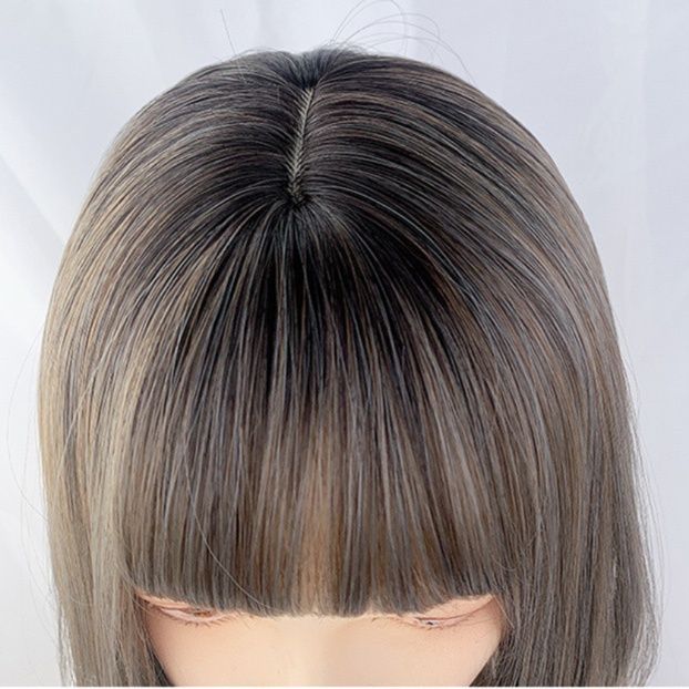 女装 ウィッグ 前髪ぱっつん グラデーション ミディアム